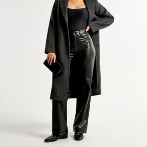 Abercrombie & Fitch Vegan Black Leather The '90s Straight Ultra High-Rise Curve
